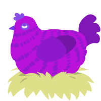 A amethyst and violet chicken with a bar pattern