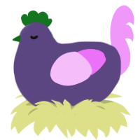 Thing 2, a overcast and lavender chicken