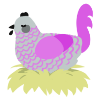 (unnamed), a silver and orchid chicken with a lace pattern