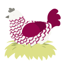 (unnamed), a white and maroon chicken with a lace pattern