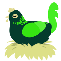 A rose and amethyst chicken with a neck-speckle pattern