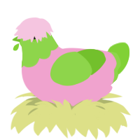 Alatea, a pink and grass chicken with a head pattern