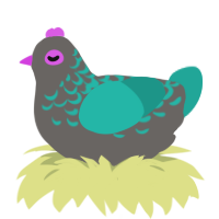 (unnamed), a grey and turquoise chicken with a half-lace pattern
