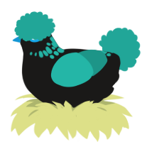 The Firstborn, a sable and turquoise chicken with a neck-speckle pattern
