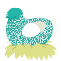 (unnamed), a turquoise and white chicken with a double-lace pattern