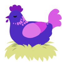 (unnamed), a indigo and orchid chicken with a neck-speckle pattern