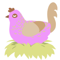 strawberry ice cream, a lavender and beige chicken with a half-lace pattern