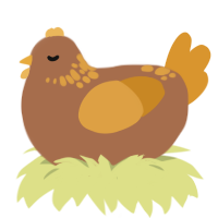 A brown and orange chicken with a neck-speckle pattern
