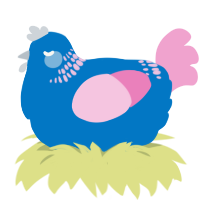 Trans Crypt, a sapphire and pink chicken with a neck-band pattern
