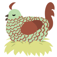 A gluppy and russet chicken with a lace pattern