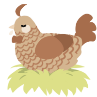 A beige and brown chicken with a lace pattern