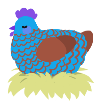 Rudolf, a sky and russet chicken with a lace pattern