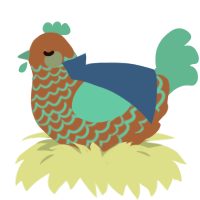 clark, a russet and turquoise chicken with a lace pattern