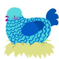 hot springs, a aqua and ultramarine chicken with a lace pattern