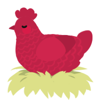 A crimson chicken with a lace pattern
