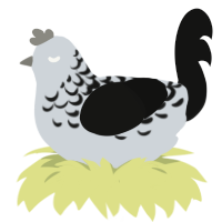 Cobblestone, a mist and black chicken with a half-lace pattern
