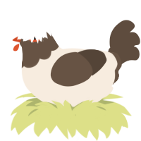 A cream and bark chicken with a head pattern