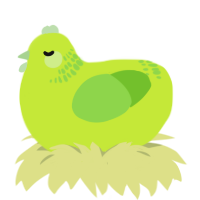 Limelight, a lime and grass chicken with a neck-band pattern