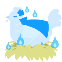 Siren, a white chicken with a half-bar pattern