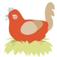A vermilion and beige chicken