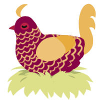 A maroon and honey chicken with a lace pattern