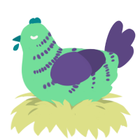 Racing Gumdrop, a spring and overcast chicken with a half-bar pattern