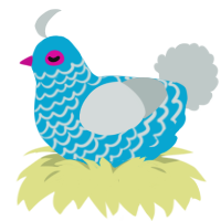 Cilia, a cerulean and silver chicken with a lace pattern
