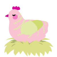 Rhubarb and Custard, a rose and lemon chicken with a half-bar pattern
