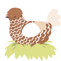 A brown and cream chicken with a lace pattern
