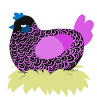 (unnamed), a black and orchid chicken with a double-lace pattern