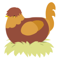 Flan, a russet and orange chicken with a head pattern