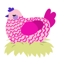 Lichen Pie, a rose and fuchsia chicken with a lace pattern