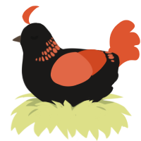spot, a sable and vermilion chicken with a neck-band pattern