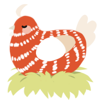 Heinz Tomato Soup, a vermilion and cream chicken with a bar pattern