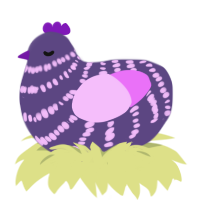Grapeade, a overcast and lavender chicken with a bar pattern