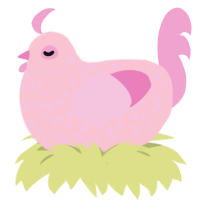 Pink Starbursts, a rose and pink chicken with a speckle pattern