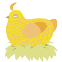 A yellow and honey chicken with a lace pattern