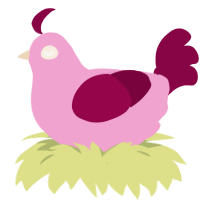 A pink and maroon chicken