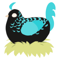 (unnamed), a sable and aqua chicken with a half-lace pattern