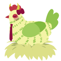 Hollyberry, a white and grass chicken with a bar pattern