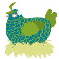 lilypad, a sea and chartreuse chicken with a lace pattern