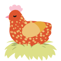A vermilion and honey chicken with a speckle pattern