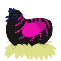 (unnamed), a sable and fuchsia chicken with a half-bar pattern