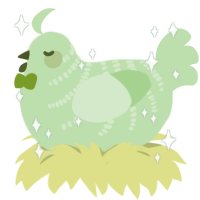 A gluppy chicken with a half-bar pattern