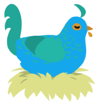 Pīkake, a sky and turquoise chicken with a half-lace pattern