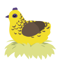mmmm bananan, a yellow and bark chicken with a half-lace pattern