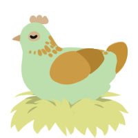 mint mango, a gluppy and gold chicken with a neck-speckle pattern