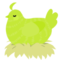 A lime chicken with a bar pattern