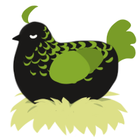 Monster Energy, a sable and chartreuse chicken with a half-lace pattern