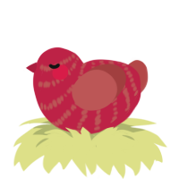 Heavys Left Kidney, a crimson and red chicken with a bar pattern
